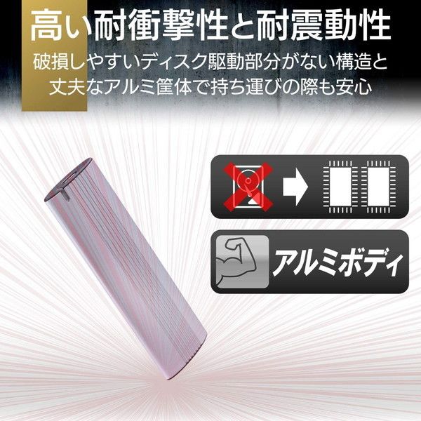 ELECOM ESD-EH0500GSV 外付けSSD ポータブル USB3.2(Gen2)対応 Type-C