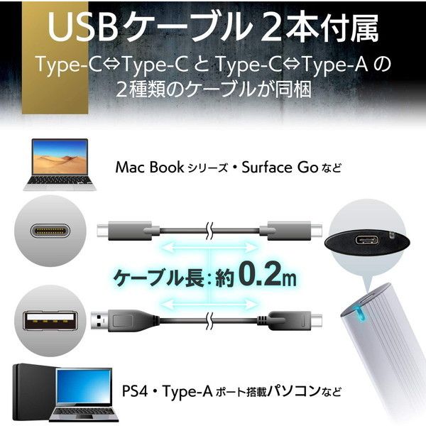 ELECOM ESD-EH1000GSV 外付けSSD ポータブル USB3.2(Gen2)対応 Type-C