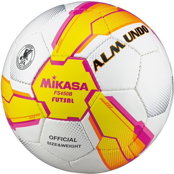 MIKASA FS450B-YP ALMUNDO フットサルボール 検定球 4号球 手縫い 一般・大学・高校・中学生用 イエロー/ピンク