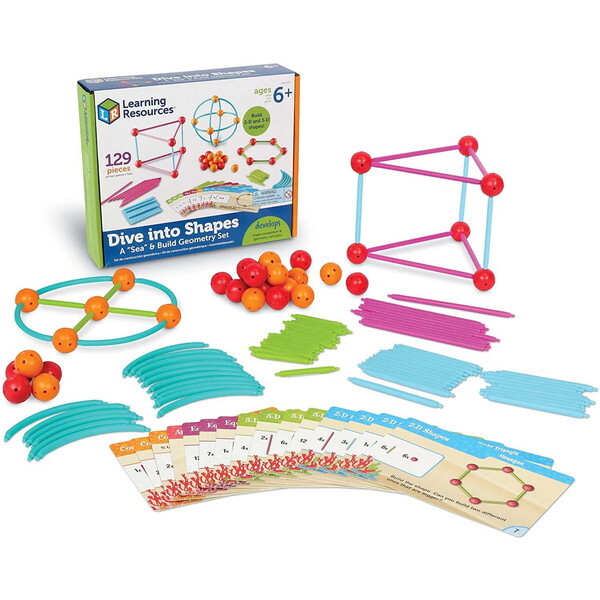 Learning Resources LER 1773 Dive into Shapes! A Sea and Build Geometry Set }Čq! 2D&3D}`낤!