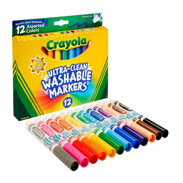 Crayola Washable Broad Line Markers 12 ���ł��Ƃ��� �r�b�O�J���[�����O�}�[�J�[ 12�F 587812