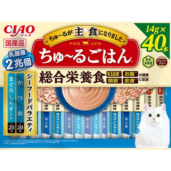 いなばペットフード CIAO ちゅ～るごはん 40本 シーフードバラエティ