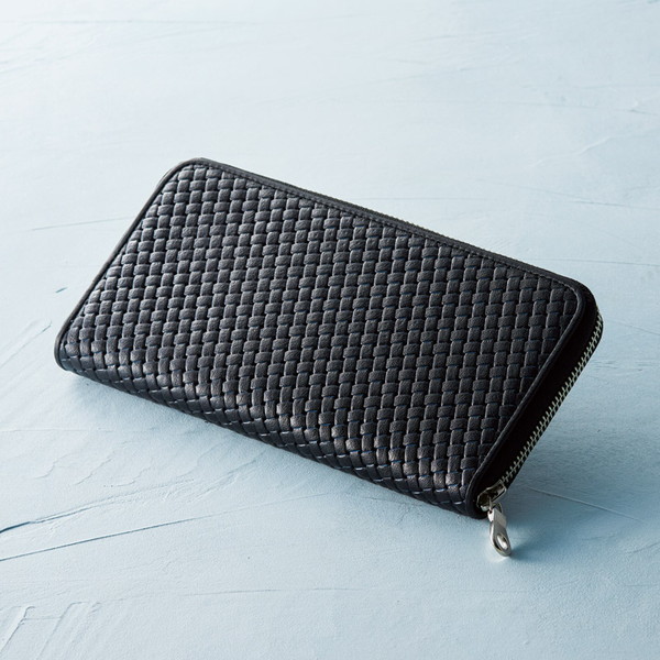 良品工房 良品工房 日本製牛革型押ラウンド財布（ブラック） JK21-248