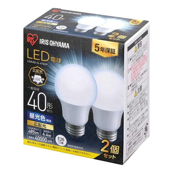 アイリスオーヤマ LDA4D-G-4T62P [LED電球 E26 広配光 40形相当 昼光色