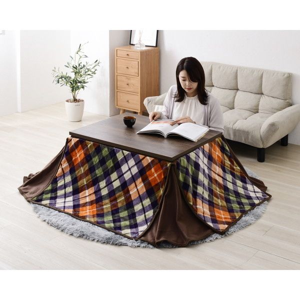 ヴィンテージ風　こたつ ダークブラウン こたつ テーブル 単品 約幅75×奥行60cm 長方形 継足 中間