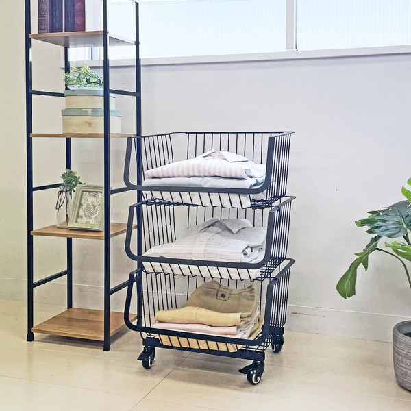 アイ・エル・シー LB-4238-3 スタッキングワイヤーラック3段 ブラック