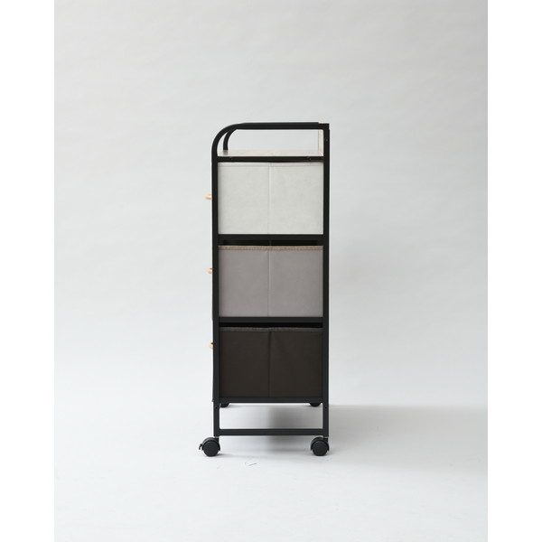 山善 YZFC-6080(BR/BK) ブラウン/ブラック [ファブリックチェスト 3段