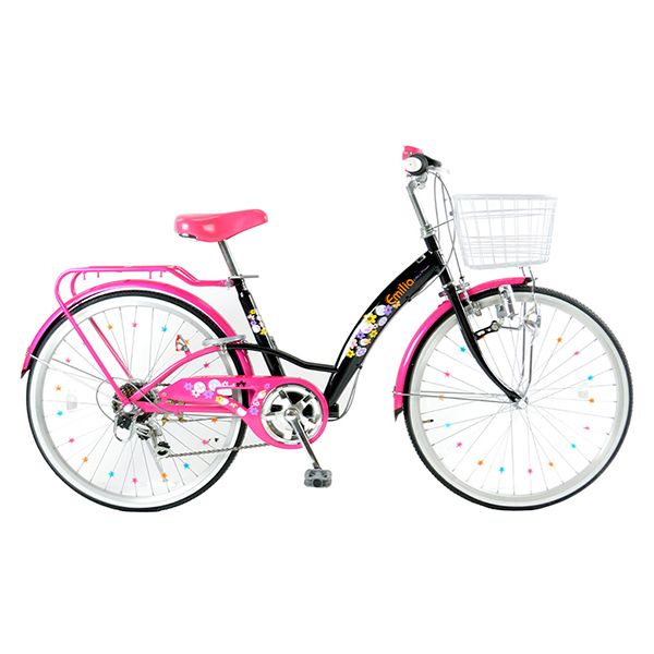 21Technology EM246 ブラック/ピンク [子供用自転車（24インチ・6段 