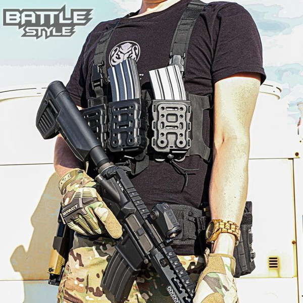LayLax コンパクトモールチェストリグ ブラック BATTLE STYLE