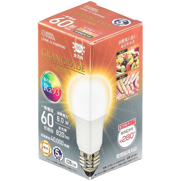 I[d@ LDA8L-G AG6/RA93 [LEDd E26 60` dF]