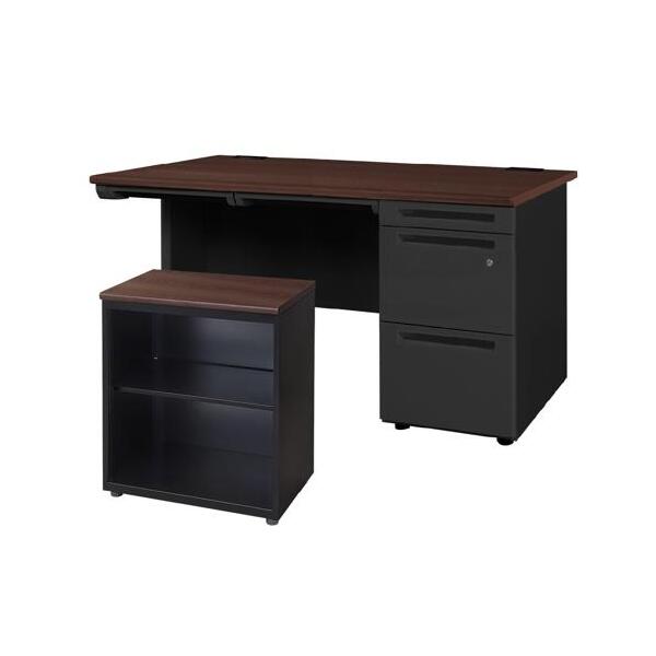 �y�@�l����z Netforce LKD-147-CBK-W-DBR �V�_�[�N�u���E��×�{�̃u���b�N [�f�X�N �T�C�h�L���r�l�b�g�Z�b�g �Б��� ��1400mm 3�i]