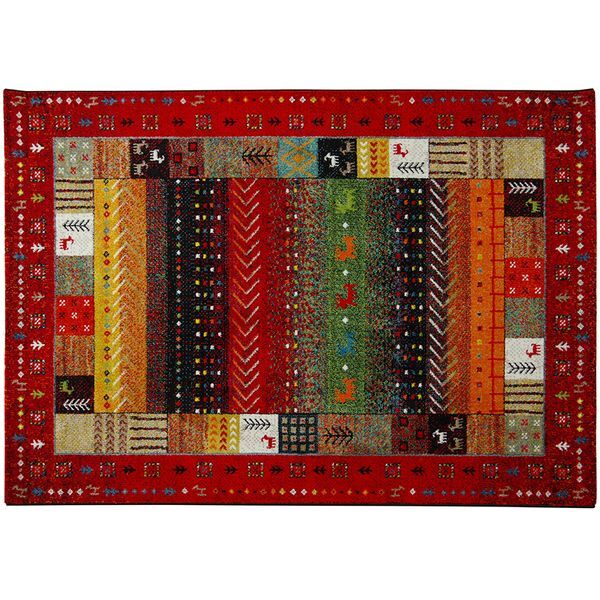 ギャッベ柄 ウィルトン織 ラグ イビサ 200x250cm レッド トルコ絨毯