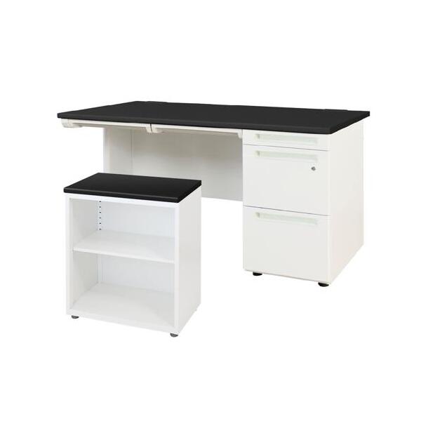 �y�@�l����z Netforce LKD-147-C-W-BK �V�u���b�N×�{�̃z���C�g [�f�X�N �T�C�h�L���r�l�b�g�Z�b�g �Б��� ��1400mm 3�i]