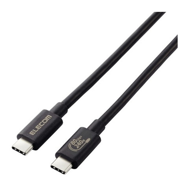 ELECOM USB4-V2CCE10NBK ubN [TypeCP[u (C to C) 1m [d/f[^] PD EPR 240W [d 5A USB4]