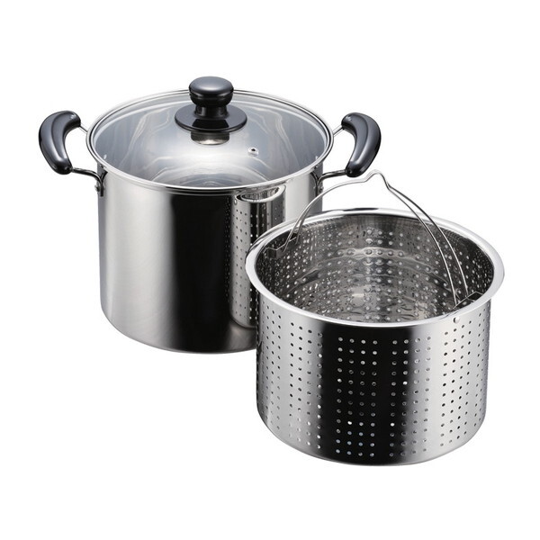 パール金属 だんらん ステンレス製 ガラス蓋付 パスタ鍋 22cm H-5876