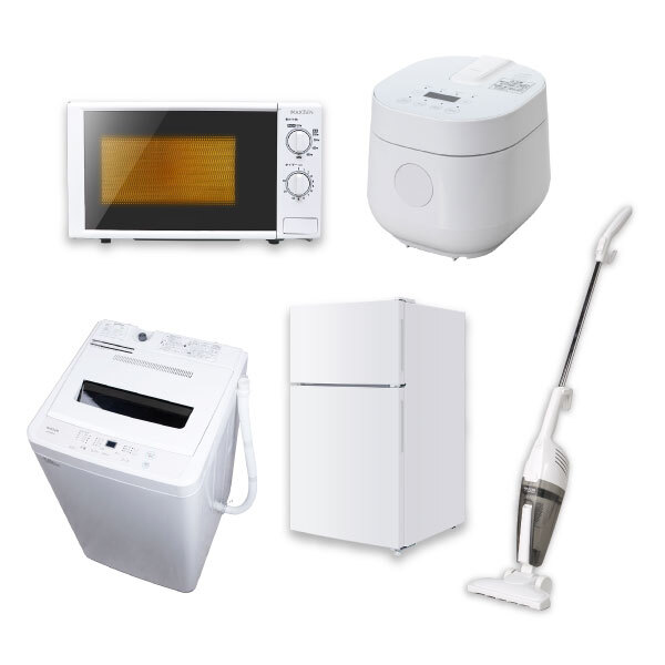 家電5点セット ☆1万円値下げしました！☆ 一人暮らし家電セット5点（冷蔵庫：87L、洗濯機：5.0kg、レンジ、掃除