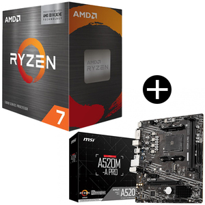 AMD Ryzen 7 5700X3D WOF W/O Cooler CPU + MSI A520M-A PRO