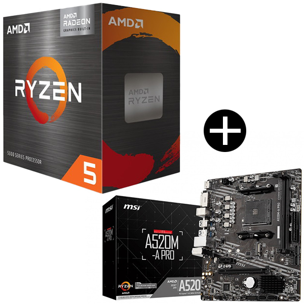 AMD Ryzen 5 5500GT BOX With Wraith Stealth Cooler CPU + MSI A520M 