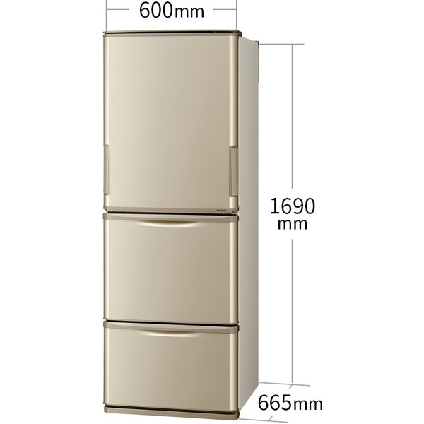 シャープ　ノンフロン冷凍冷蔵庫　2023年製　SJ-W359K-N　N SHARP SJ-W359K-N マットシャンパン [冷蔵庫(350L・左右フリー