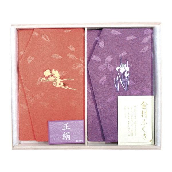 正絹ちりめん桜綸子金封ふくさ慶弔セット(桐箱入) 693-1(桐箱入