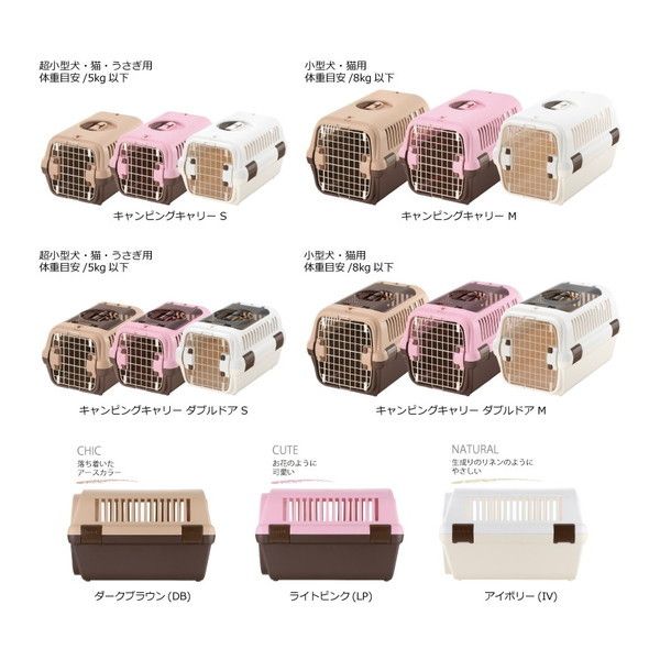 Richell リッチェル キャンピングキャリー シングルドアタイプ M アイボリー (小型犬・猫用 体重目安:8kg以下)