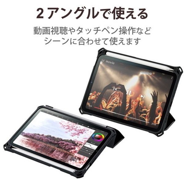 iPad mini (第3世代) シルバー+ ブラックケース iPad mini 第6世代 8.3インチ ケース Apple Pencil収納 TB