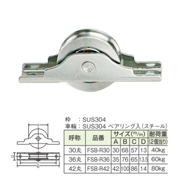 水上(MIZUKAMI) ワールド ステンレス戸車 ベアリング入36丸 FSB-R36 (1