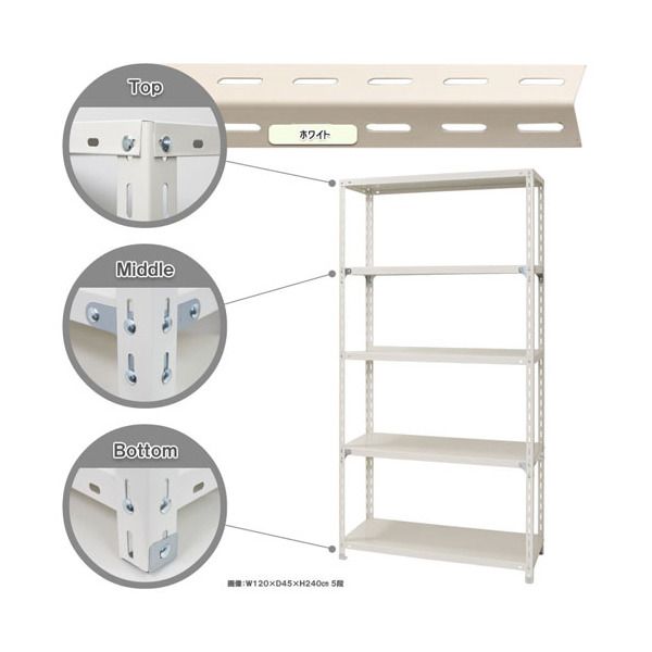 キタジマ 51010802501 スチールラック NC1200-24-5段 ホワイト | 激安
