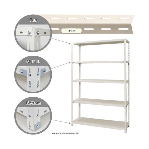 キタジマ 51010803501 スチールラック NC1500-24-5段 ホワイト | 激安