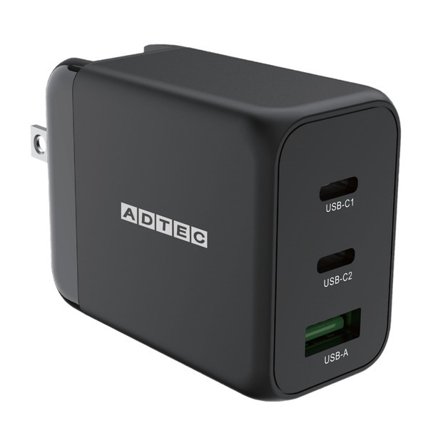 ADTEC APD-V065AC2-BK ubN [Power DeliveryΉ GaN AC[d/65W/USB Type-A 1|[g Type-C 2|[g]