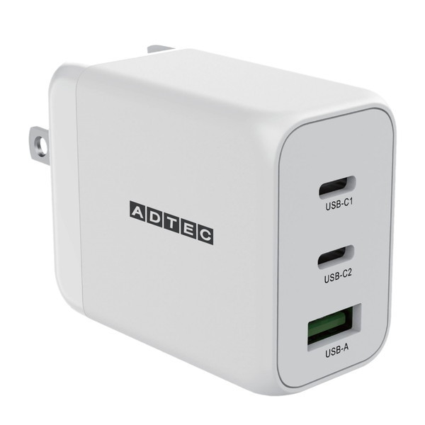ADTEC APD-V065AC2-WH zCg [Power DeliveryΉ GaN AC[d/65W/USB Type-A 1|[g Type-C 2|[g]