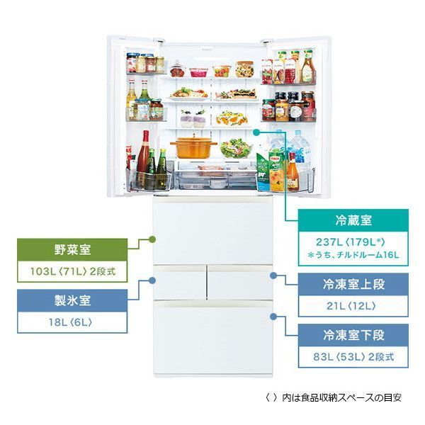 東芝 GR-T460FK(EW) グランホワイト VEGETA [冷蔵庫(462L・フレンチ
