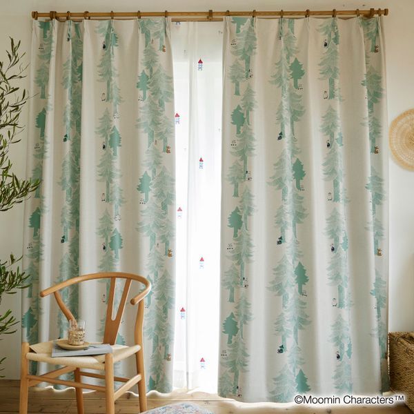 SUMINOE MOOMIN 遮光カーテン プートドレープ 幅150cm×丈190cm ライト