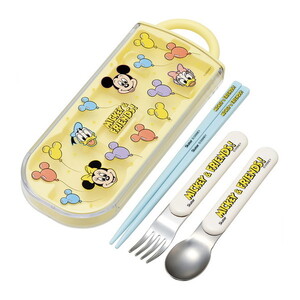 スケーター TACC2AG ミッキー&フレンズ 風船 ディズニー [子供用 お弁当 トリオセット (箸 スプーン フォーク 抗菌 加工 開けやすいスライド式)]