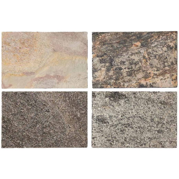 住まいスタイル STN-SM シルバーグレー、スチールグレー、タンホワイト、フォレストファイヤー 「DIY Stone」 DIYで貼れる天然石タイル サンプルセット
