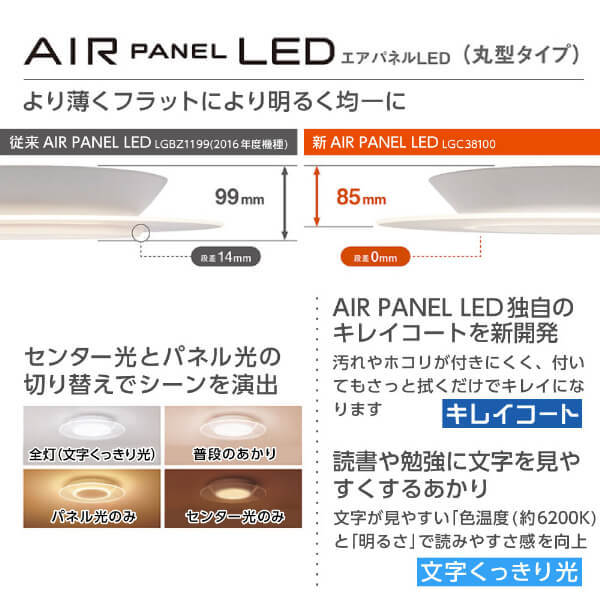 PANASONIC LGC38100 AIR PANEL LED [洋風LEDシーリングライト（～8畳