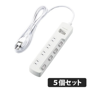 ELECOM T-Y3A-3720WH 【5個セット】 ホワイト [OAタップ 3P 7個口