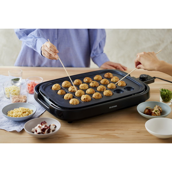 アイリスオーヤマ IHA-A30-B ブラック [網焼き風ホットプレート 3枚