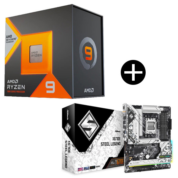 AMD Ryzen9 7950X3D W/O Cooler (16C/32T、4.2Ghz、120W) CPU + ASRock
