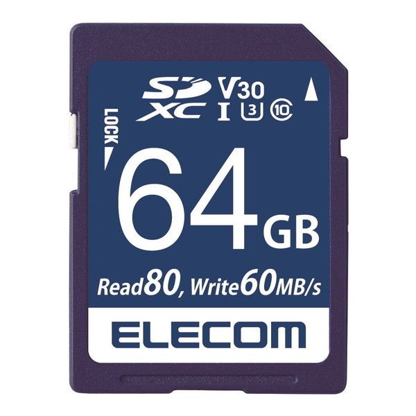 ELECOM MF-FS064GU13V3R SDXCJ[h f[^T[rXt rfIXs[hNXΉ UHS-I U3 80MB s 64GB