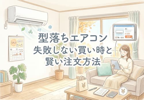 型落ちエアコンの買い時カレンダーと価格推移のイメージ