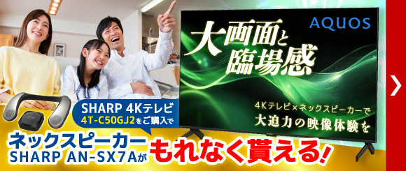 対象のシャープテレビをご購入でもれなくネックスピーカーが貰える！