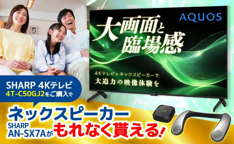 対象のシャープテレビをご購入でもれなくネックスピーカーが貰える!