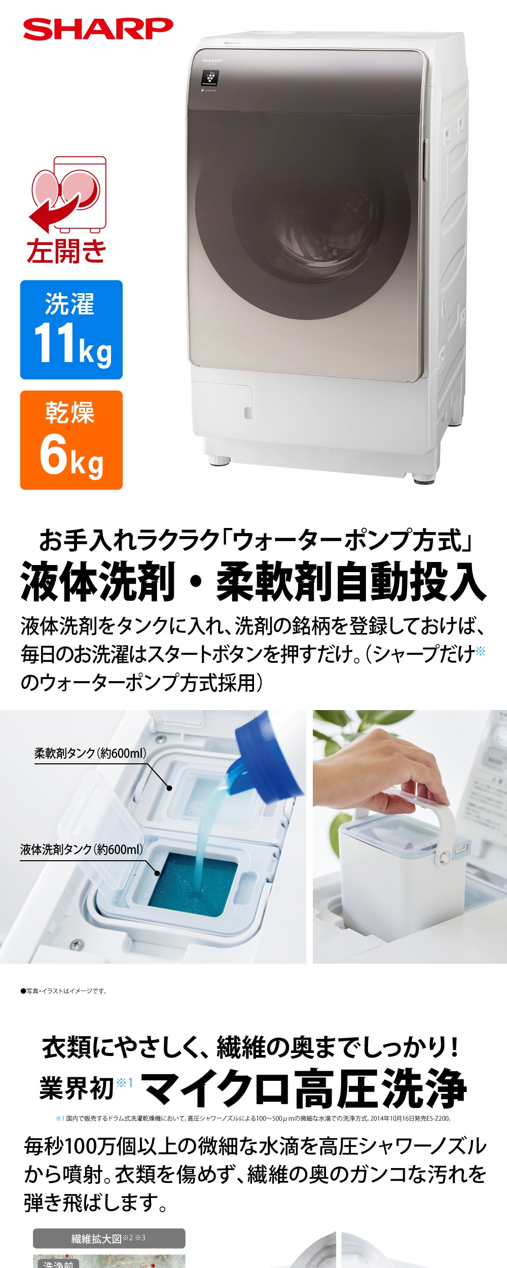 SHARP ES-V11B-NL アッシュゴールド [ドラム式洗濯乾燥機(洗濯 SHARP ES-V11B-NL アッシュゴールド [ドラム式洗濯乾燥機(洗濯