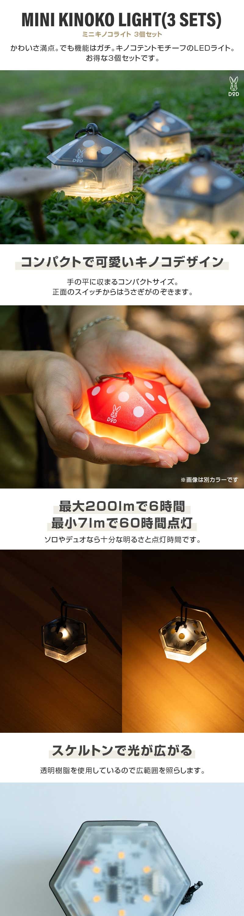 L3-046-CL ミニキノコライト3個セット 詳細画像1