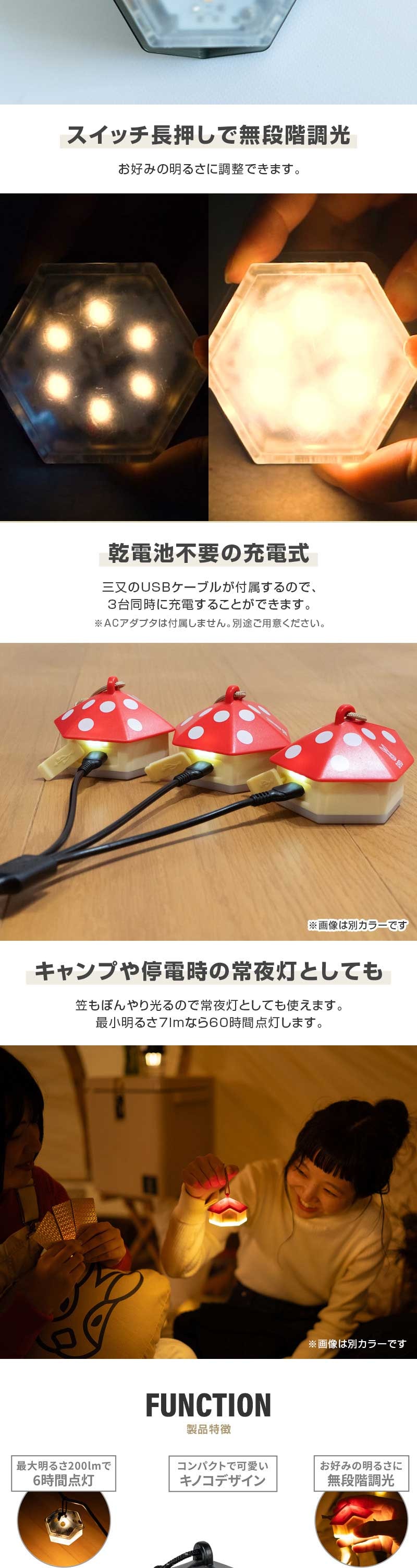 L3-046-CL ミニキノコライト3個セット 詳細画像2