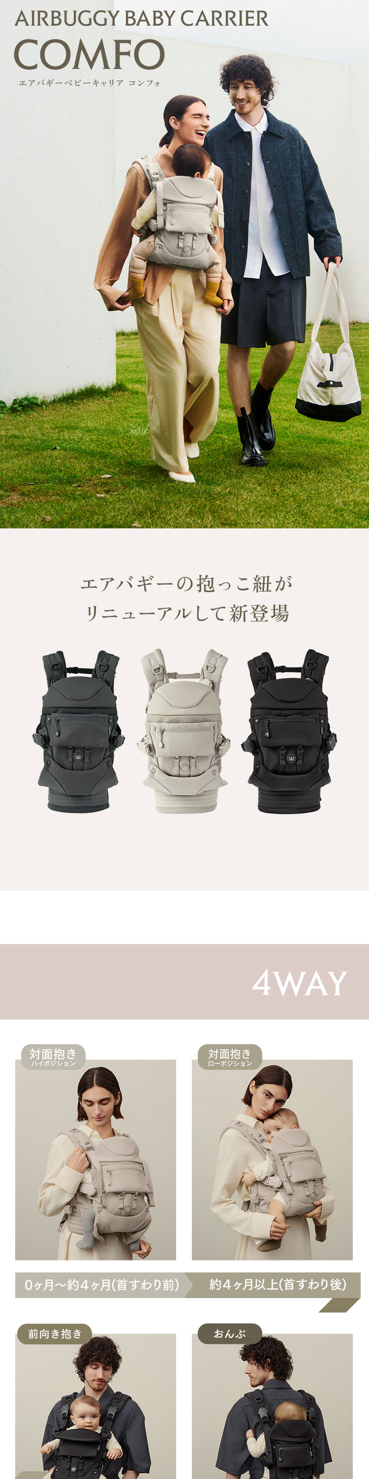 エアバギー ベビーキャリア コンフォ コンプリートセット 詳細画像1