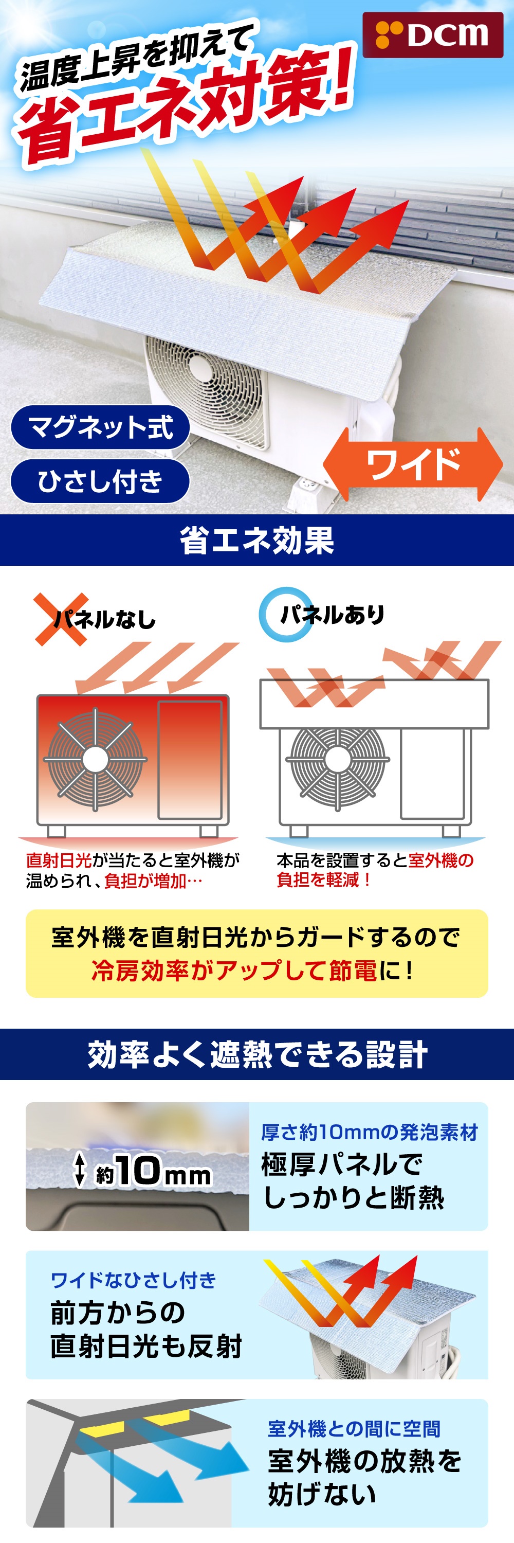 室外機用日除けパネル ワイド E-9952W 詳細画像1