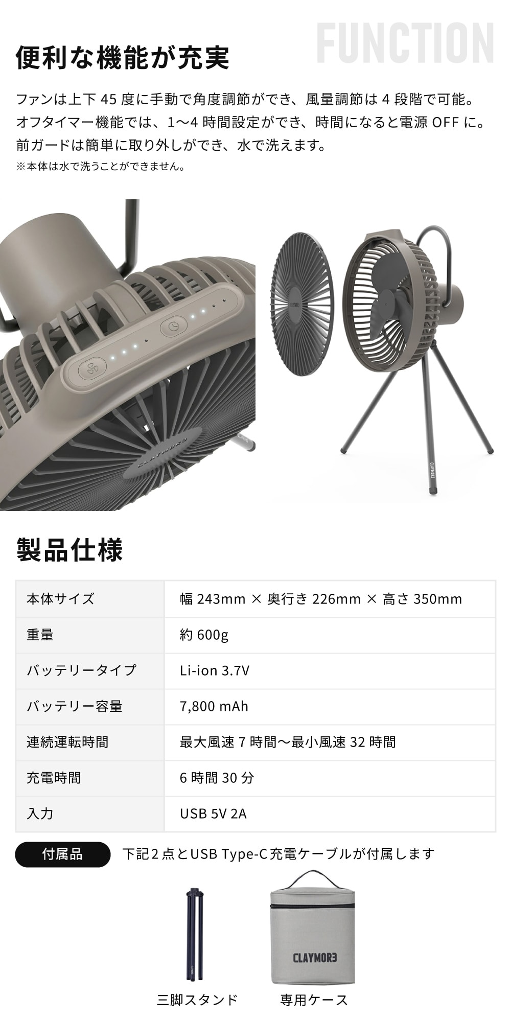 クレイモア CLAYMORE CLFN-GL-V610 WARM GRAYケース付 FAN V600+ 詳細画像2