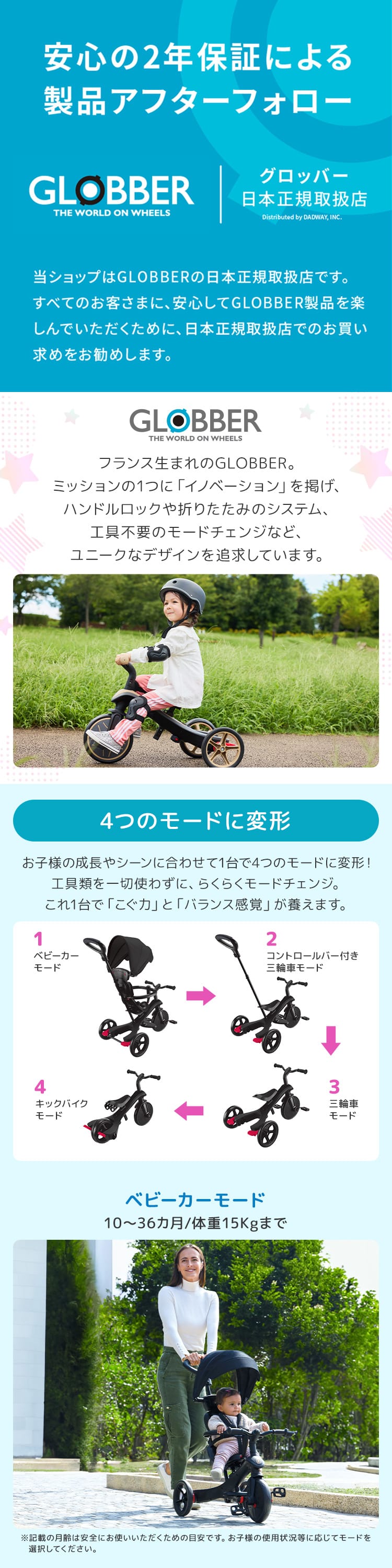 グロッバー エクスプローラー トライク 4in1 ベビーカー 詳細画像1